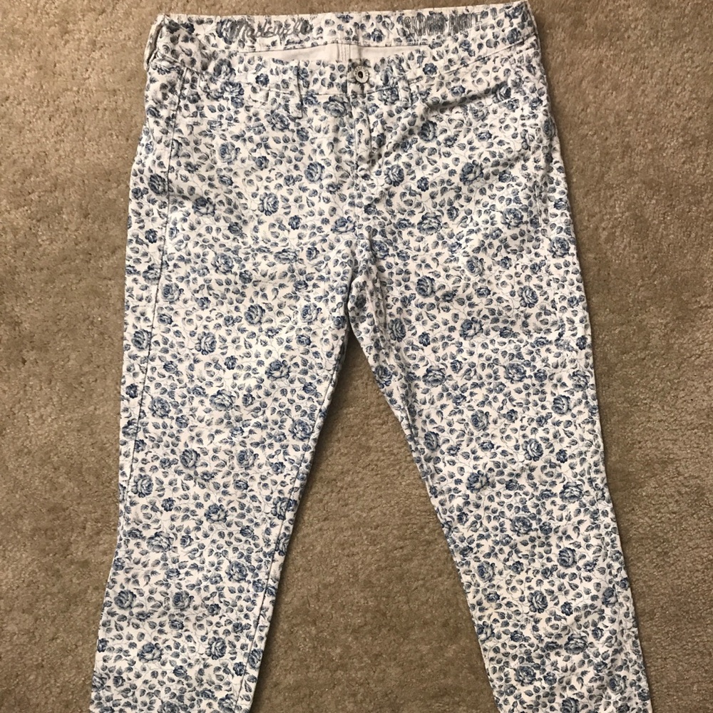 Madewell floral skinny ankle jeans 28 blue & white